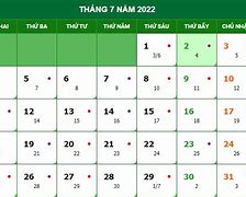 Lịch Đỏ Hàn Quốc 2022 Tháng 7 Dương